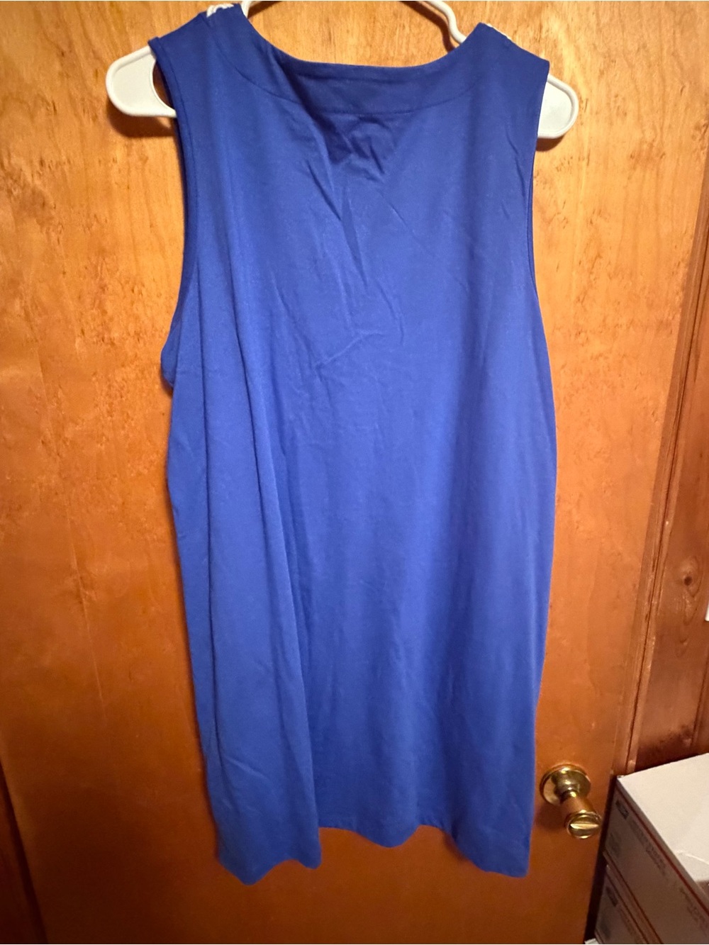 Lands' End Royal Blue Sleeveless Tank Top with‎ White Crochet Neckline - Picture 6 of 11
